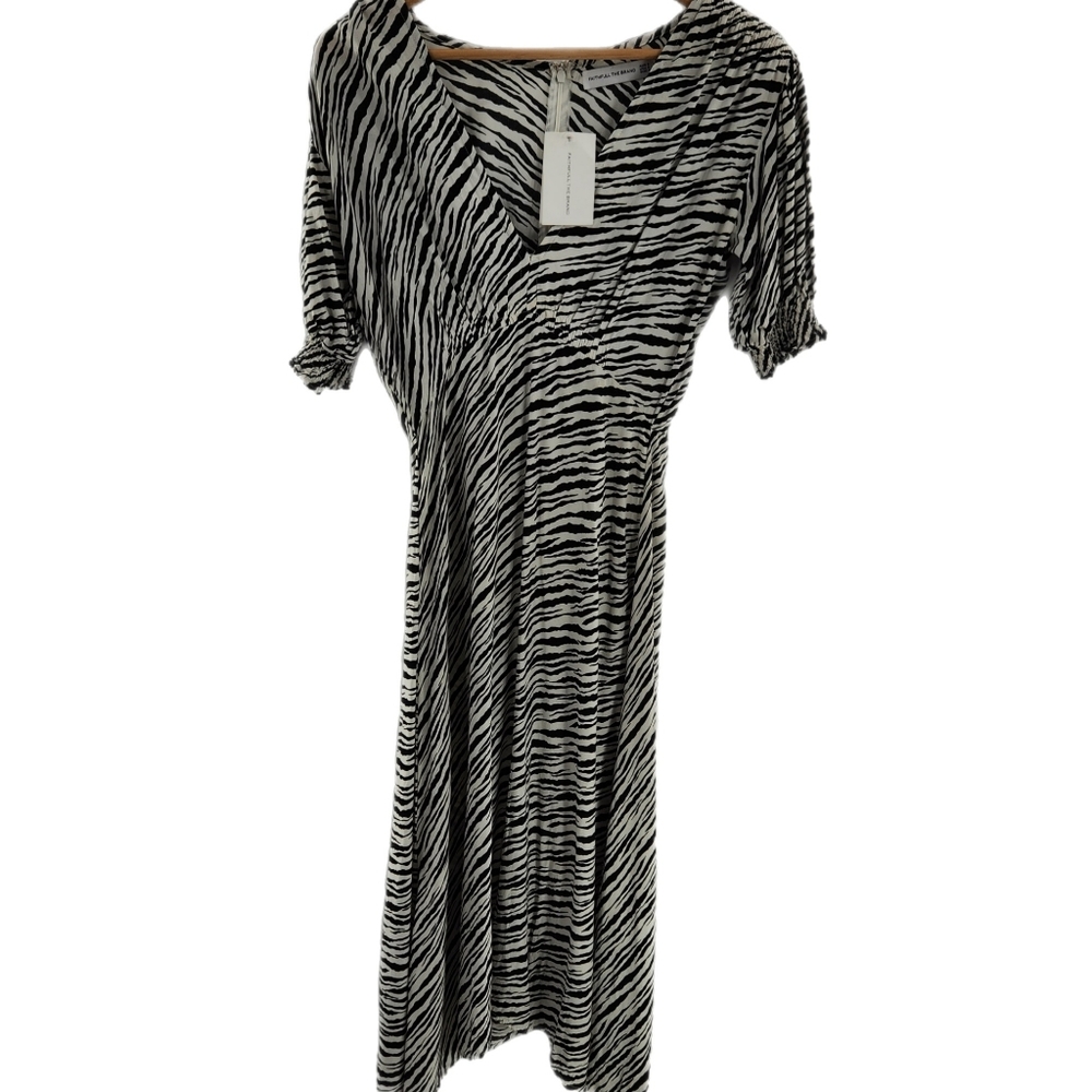 Faithful the Brand Zebra Print Short Sleeve Midi Dress Womens Size XS/2